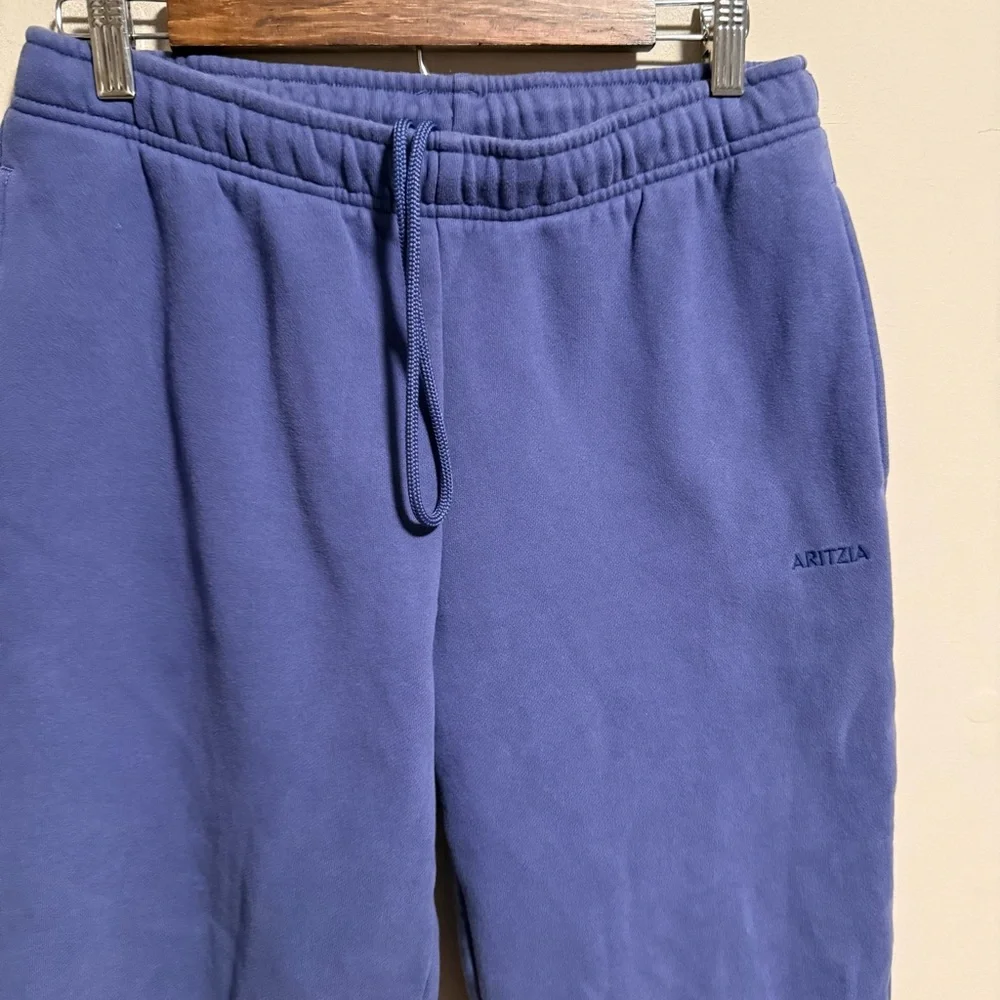 Aritzia Cozy Sweatfleece Mega Straight Sweatpant in Nightshade Blue- Size Medium - Picture 3 of 8